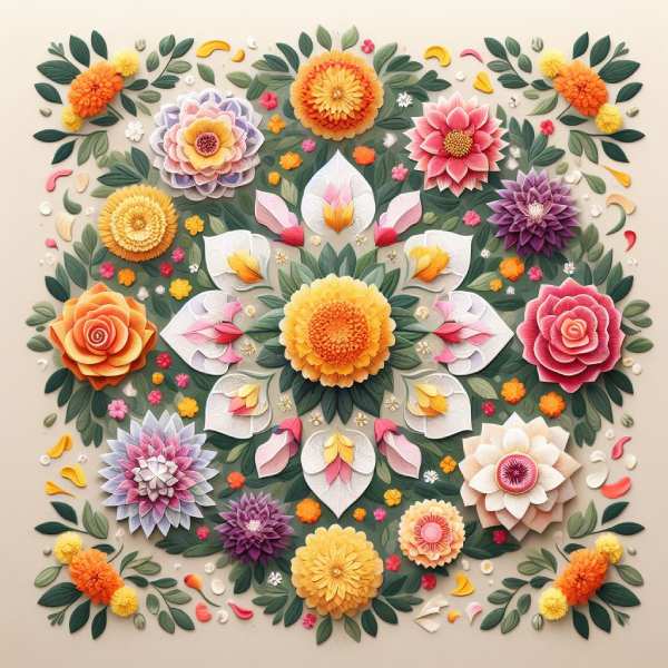 fresh and colorful rangoli design for diwali