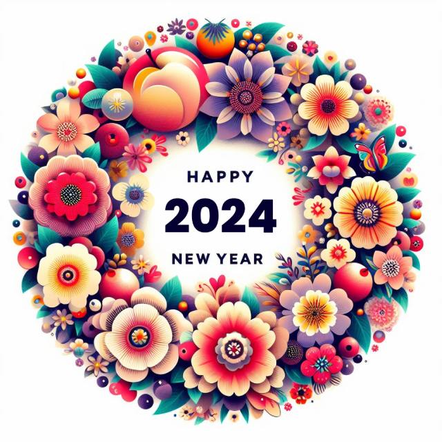 best happy new year dp images, new year 2024 wishes with flowers